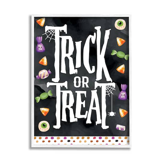 Stupell Industries Trick Or Treat Halloween Candy Framed Giclee Art